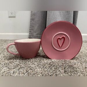 Starbucks 2006 Pink Hidden Heart Love Cup and Saucer Set Vintage